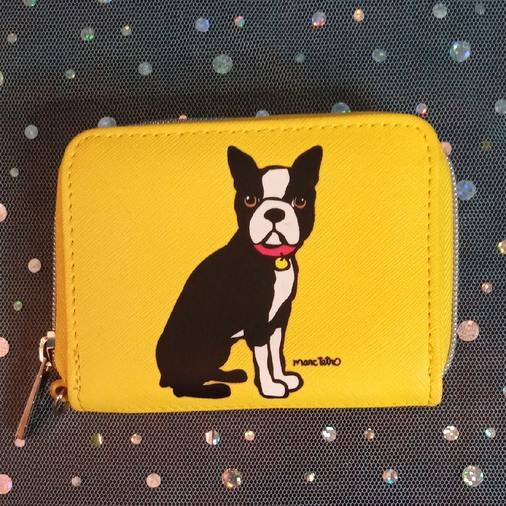 Marc Tetro Yellow Wallet with Boston Terrier Design